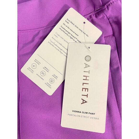 ATHLETA Brooklyn Heights Pants Jazzy Purple Vienna Slim Stretch Tech NWT Size 8 - Picture 5 of 8